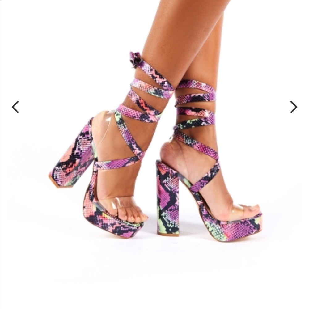 multi colored snake heel